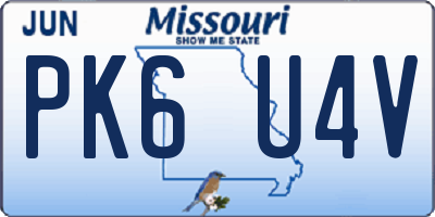 MO license plate PK6U4V