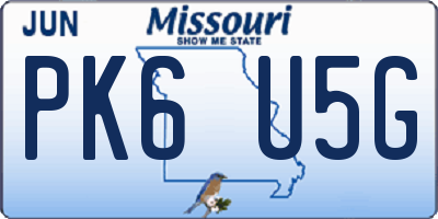 MO license plate PK6U5G