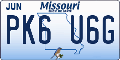 MO license plate PK6U6G