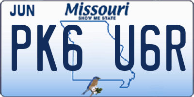 MO license plate PK6U6R