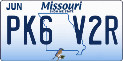 MO license plate PK6V2R