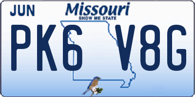 MO license plate PK6V8G
