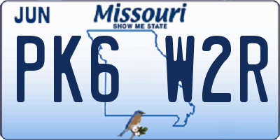 MO license plate PK6W2R