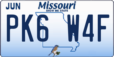 MO license plate PK6W4F