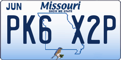 MO license plate PK6X2P