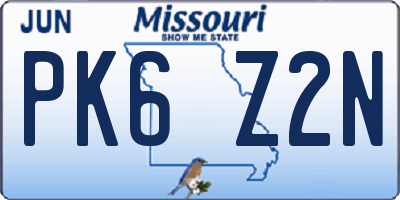 MO license plate PK6Z2N