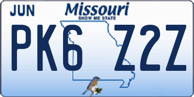 MO license plate PK6Z2Z