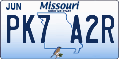 MO license plate PK7A2R