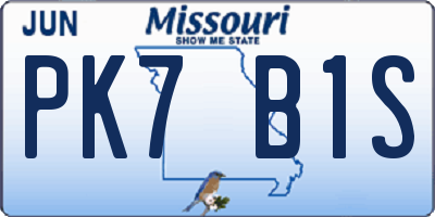 MO license plate PK7B1S