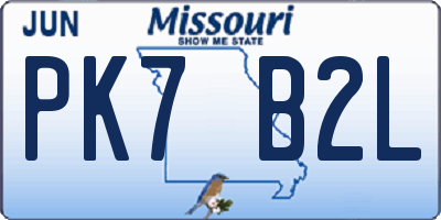 MO license plate PK7B2L