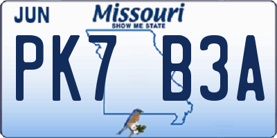 MO license plate PK7B3A