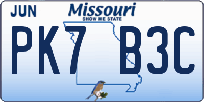 MO license plate PK7B3C