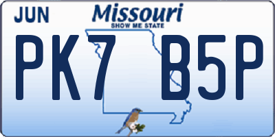 MO license plate PK7B5P