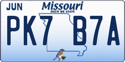 MO license plate PK7B7A
