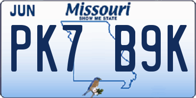 MO license plate PK7B9K