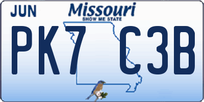 MO license plate PK7C3B