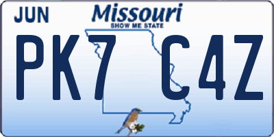 MO license plate PK7C4Z
