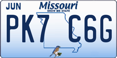 MO license plate PK7C6G