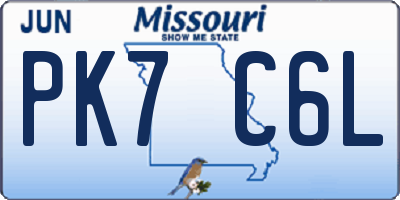 MO license plate PK7C6L