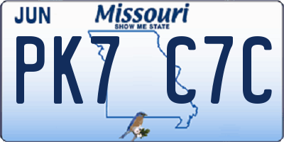 MO license plate PK7C7C