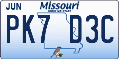 MO license plate PK7D3C