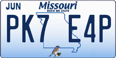 MO license plate PK7E4P