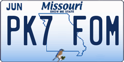 MO license plate PK7F0M