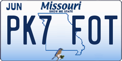 MO license plate PK7F0T