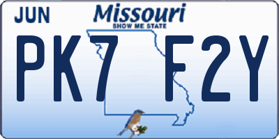 MO license plate PK7F2Y