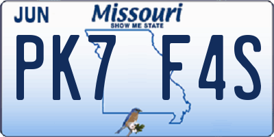 MO license plate PK7F4S