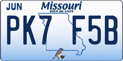 MO license plate PK7F5B