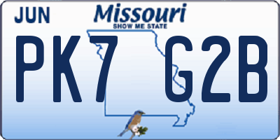 MO license plate PK7G2B