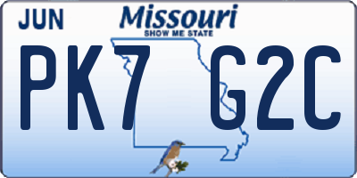 MO license plate PK7G2C