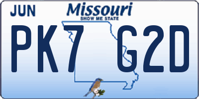 MO license plate PK7G2D