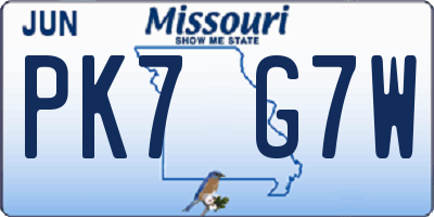 MO license plate PK7G7W