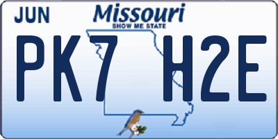 MO license plate PK7H2E