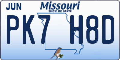 MO license plate PK7H8D