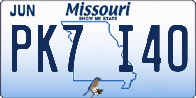 MO license plate PK7I4O