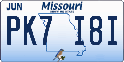 MO license plate PK7I8I