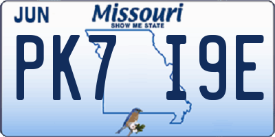 MO license plate PK7I9E