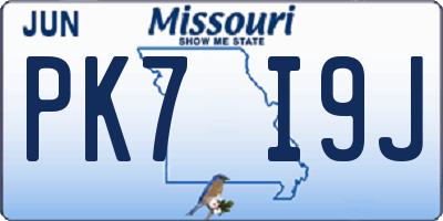 MO license plate PK7I9J