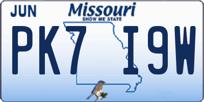 MO license plate PK7I9W