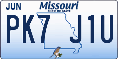 MO license plate PK7J1U