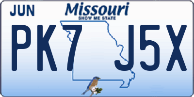 MO license plate PK7J5X