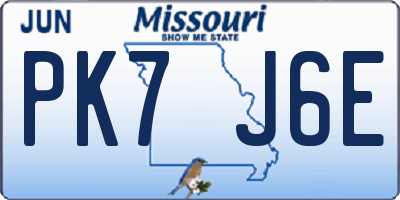 MO license plate PK7J6E