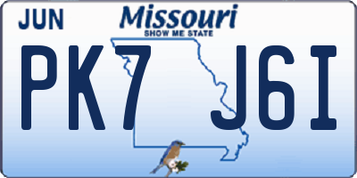 MO license plate PK7J6I
