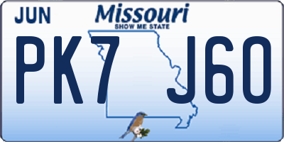 MO license plate PK7J6O