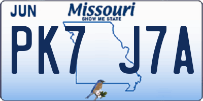 MO license plate PK7J7A