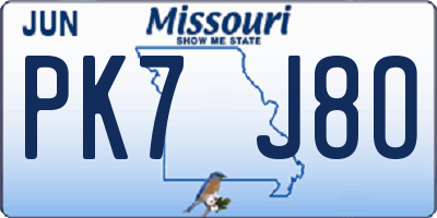 MO license plate PK7J8O