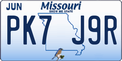 MO license plate PK7J9R